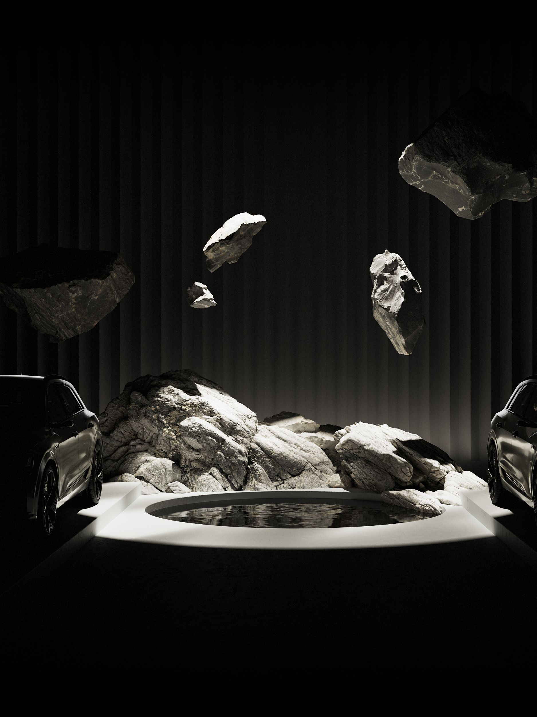 Repülő sziklák két autó között