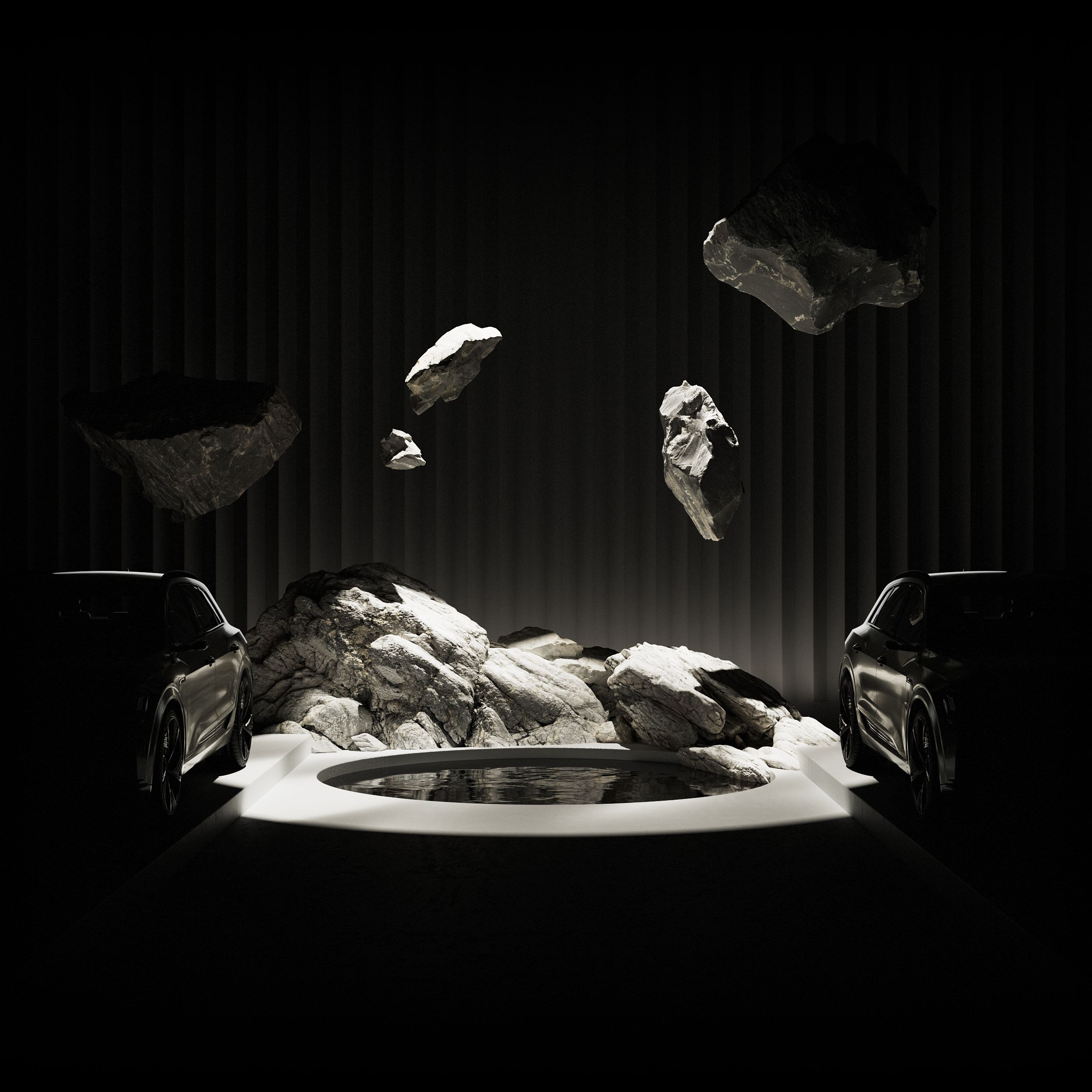 Repülő sziklák két autó között