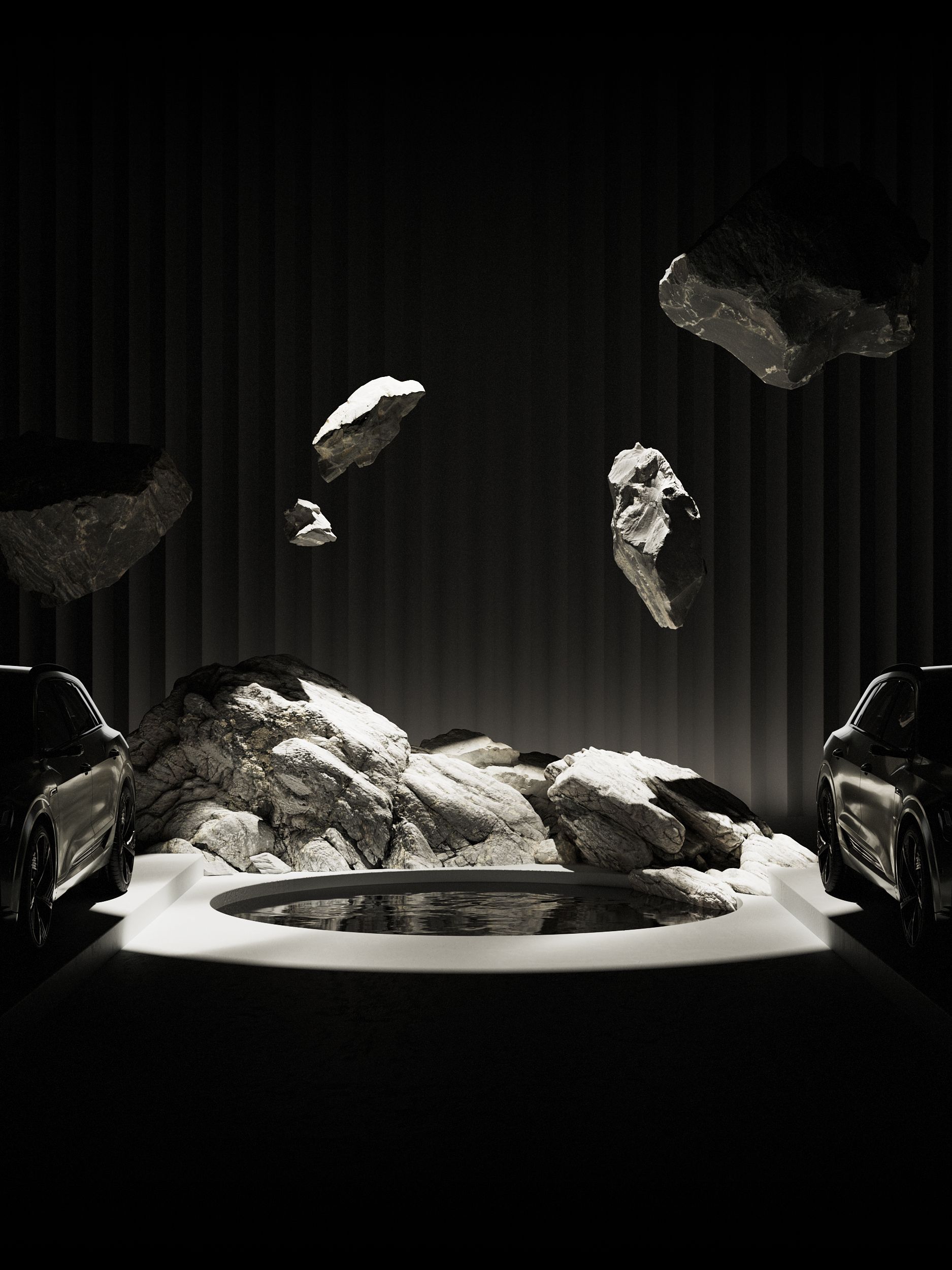 Repülő sziklák két autó között